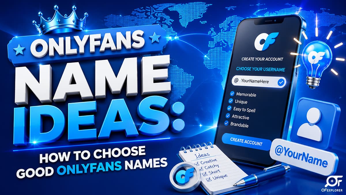 Creator brainstorming good onlyfans name ideas on her laptop