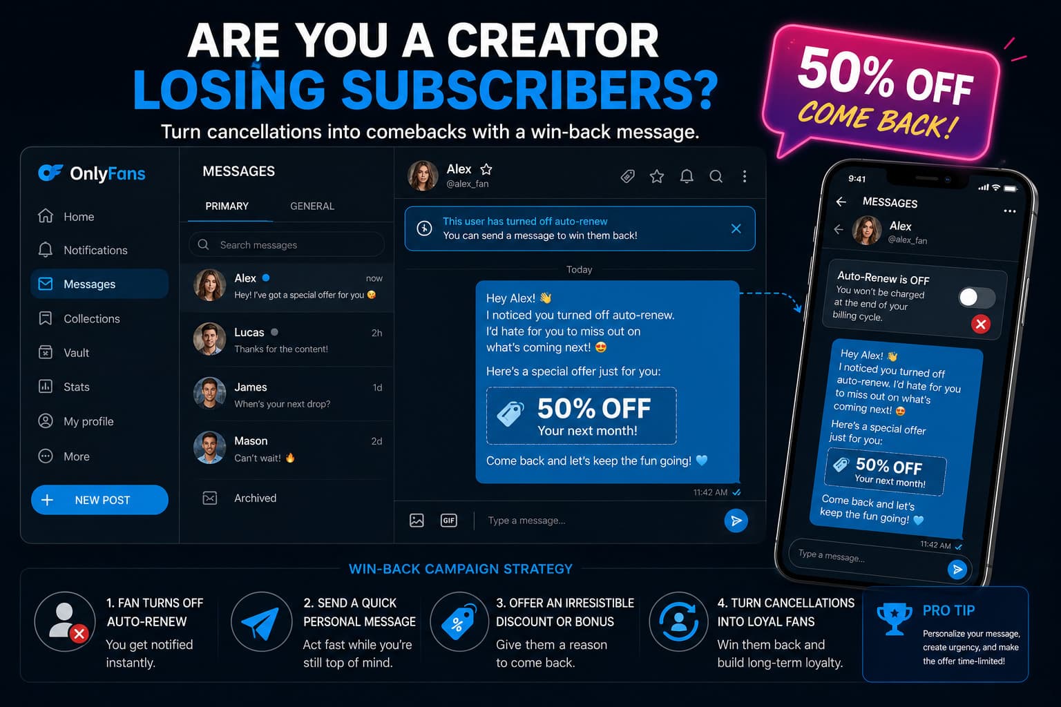Onlyfans creator win-back campaign to stop subscription cancellations