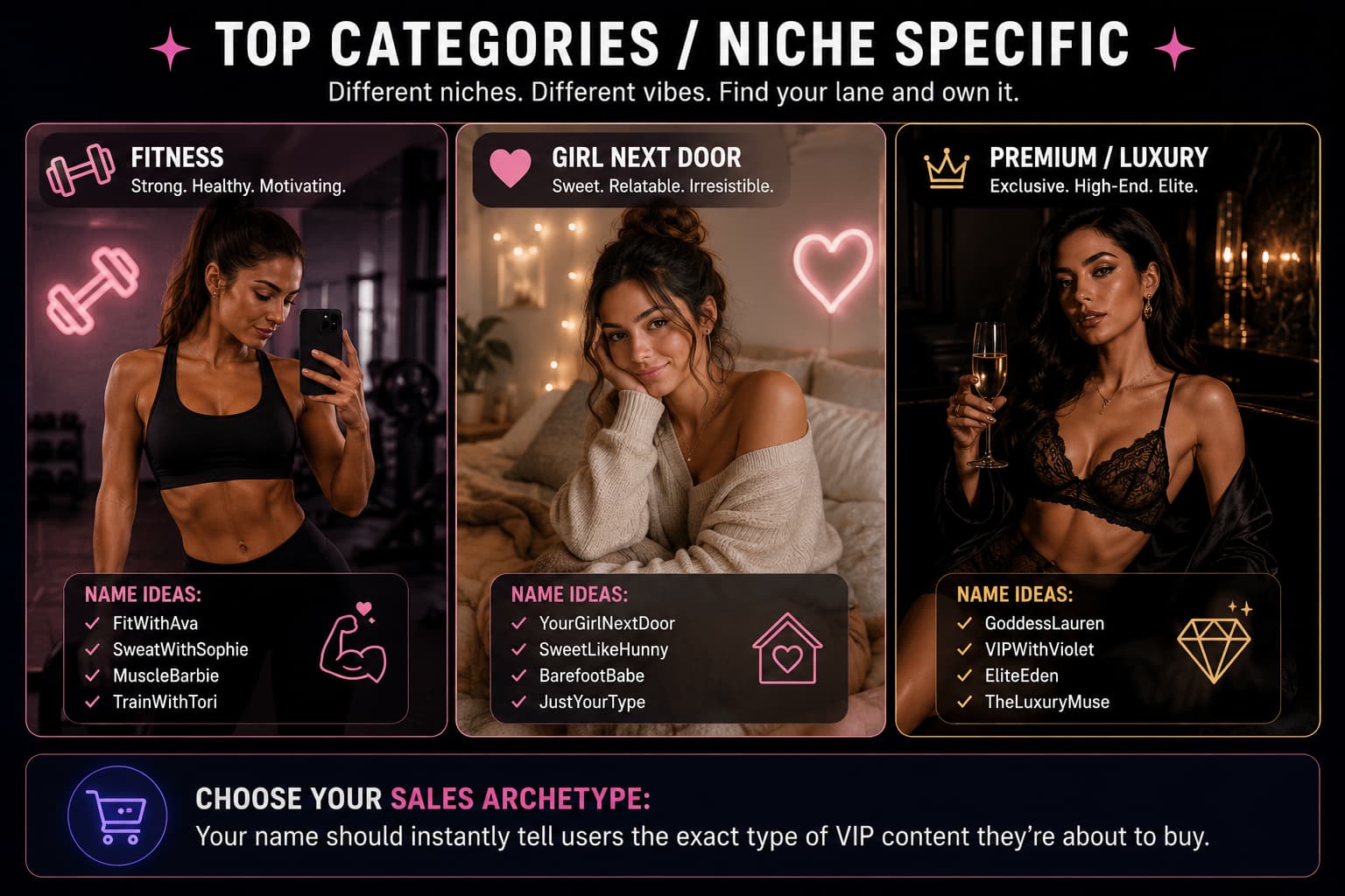 Onlyfans display name ideas for different creator niches